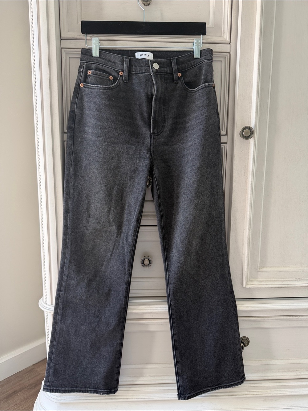 pistola Washed Black High-Rise Wide Leg Jeans